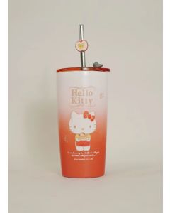 Sanrio characters Steel Bottle with Straw 530mL (Hello Kitty)-Orange