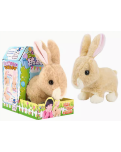 Walking Electric Plush Toy with Sound & Moving Ears (Jumping Rabbit)-Beige-One Size