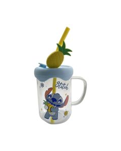 Disney Stitch Dinner Party Collection Pineapple Glass Cup 500mL (Stitch)-Clear-One Size
