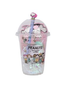 Snoopy Colorful Vintage Collection Milk Tea Cup Stationery Set-Pink-One Size