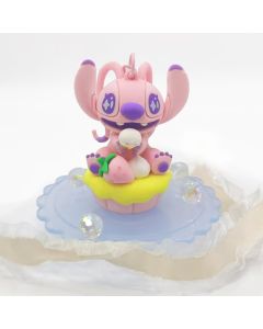 Disney Stitch Dinner Party Collection Strawberry Cupcake Keychain(Angel)