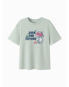 Kids Girl Round v-neck short-sleeved T-shirt