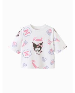 Kids Girl Round v-neck short-sleeved T-shirt
