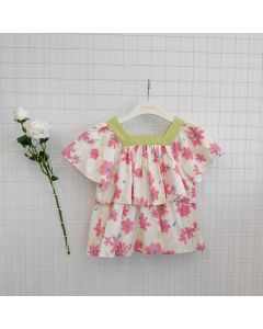 Kids Girl Woven short sleeve suit